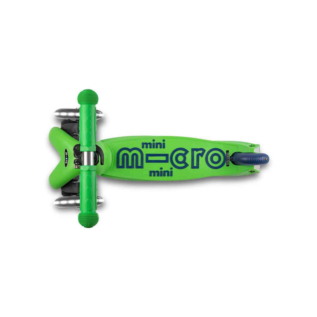 Micro Maxi Deluxe Foldable LED - 3-Wheel Kids Kick Scooter (Green)