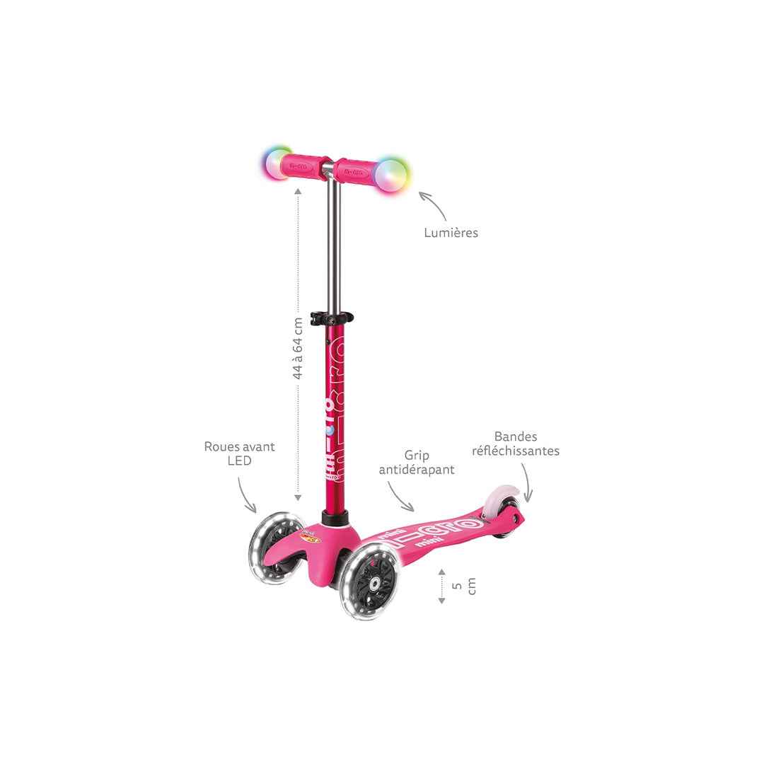 Micro Mini Deluxe Magic - 3-Wheel Kids Kick Scooter (Pink) - Toyspry