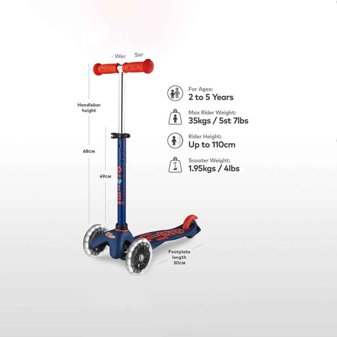 Micro Mini Deluxe - 3-Wheel Kids Kick Scooter (Navy Blue) - Toyspry