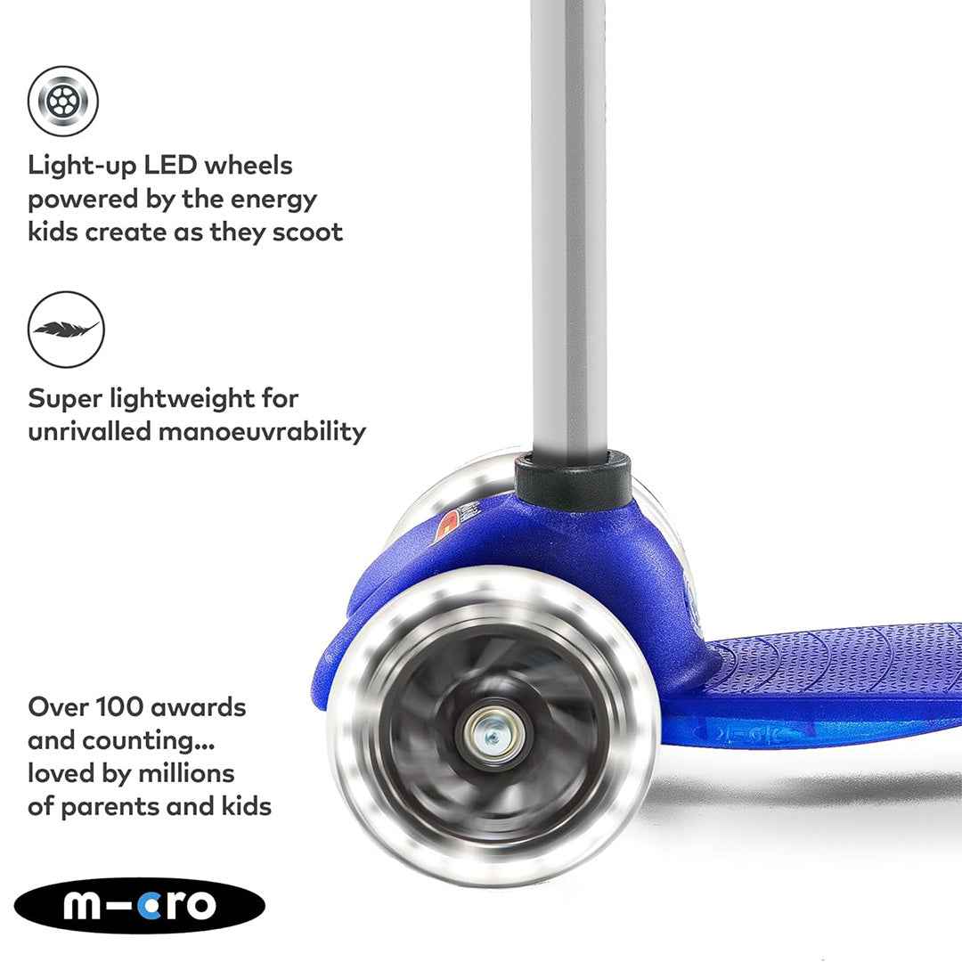 Micro Mini Plus LED - 3-Wheel Toddler Kick Scooter (Blue)