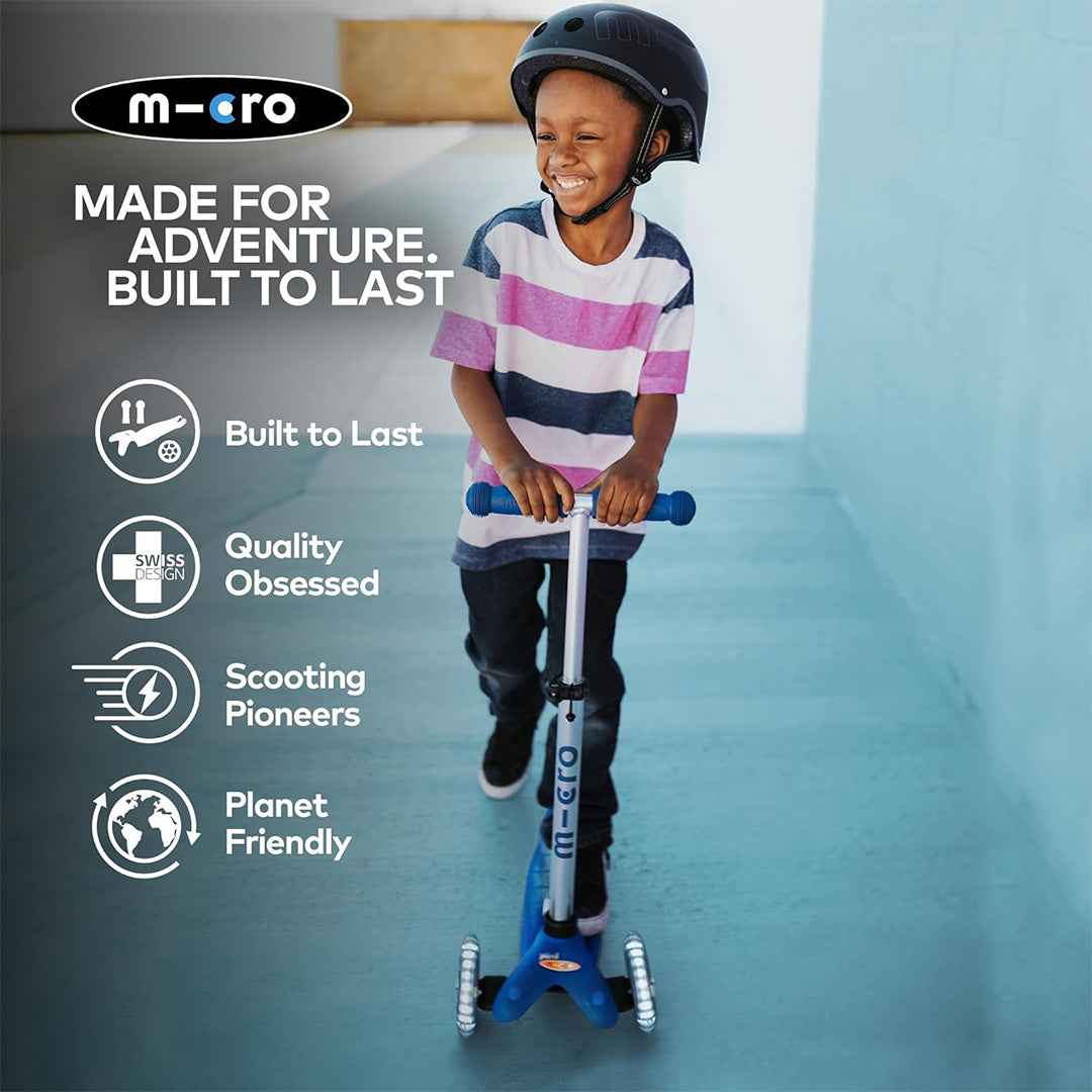 Micro Mini Plus LED - 3-Wheel Toddler Kick Scooter (Blue)