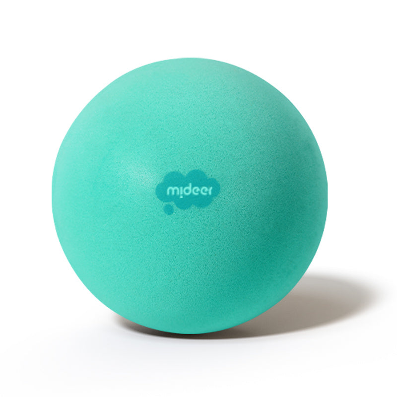 A teal green massage ball with the 'mideer' brand logo printed in the center, shown on a clean white background with a soft shadow.