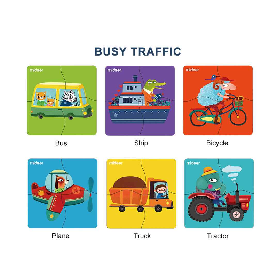 Mideer 6 Busy Traffic Wooden Puzzles - 4 PCS