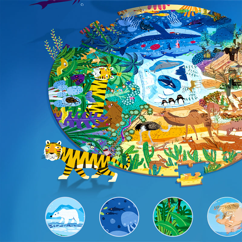 150 piece global wildlife jigsaw puzzle and educational toys for kids
