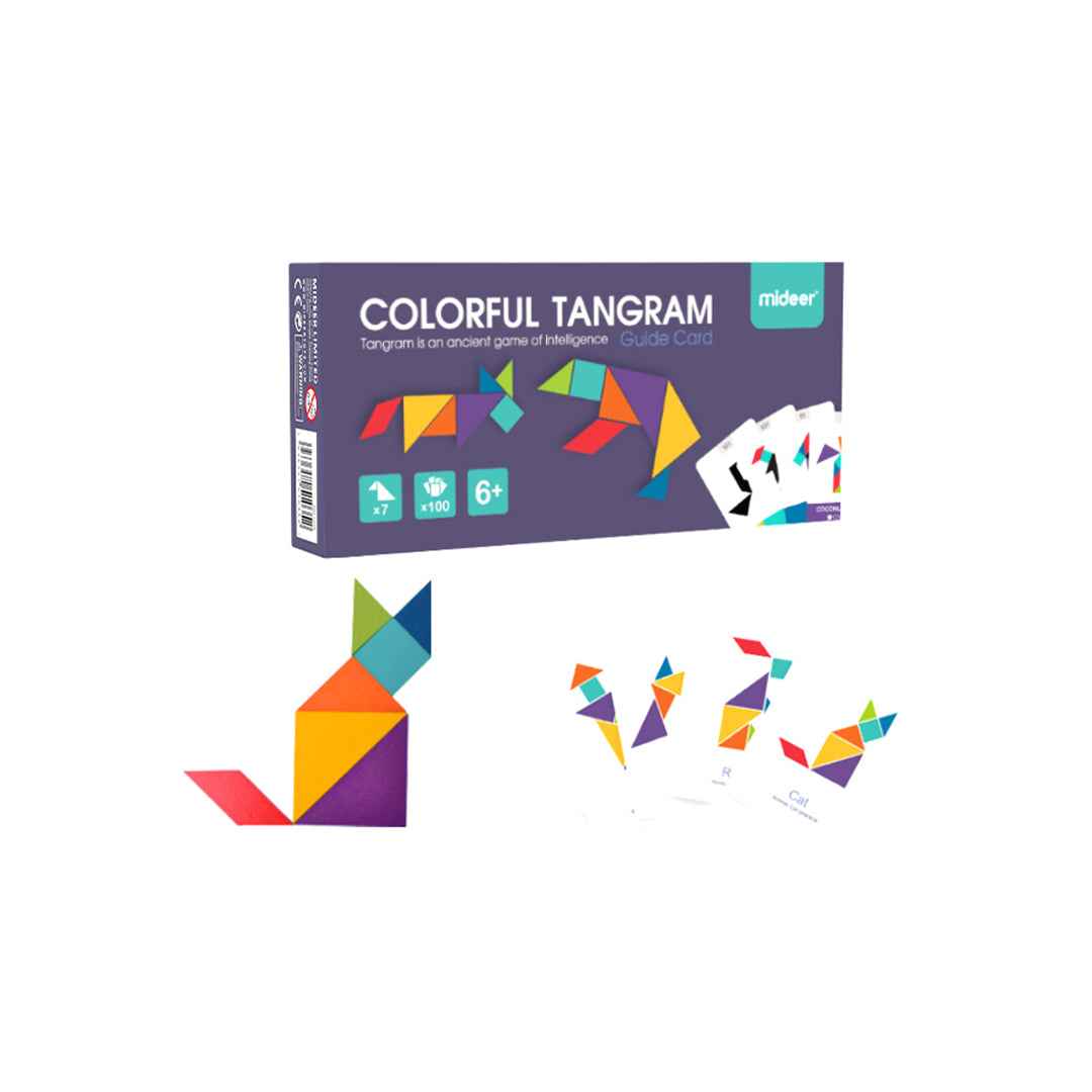 Mideer Colorful Tangram Game 7-piece wooden mathematical puzzle for premium kids toys UAE.
