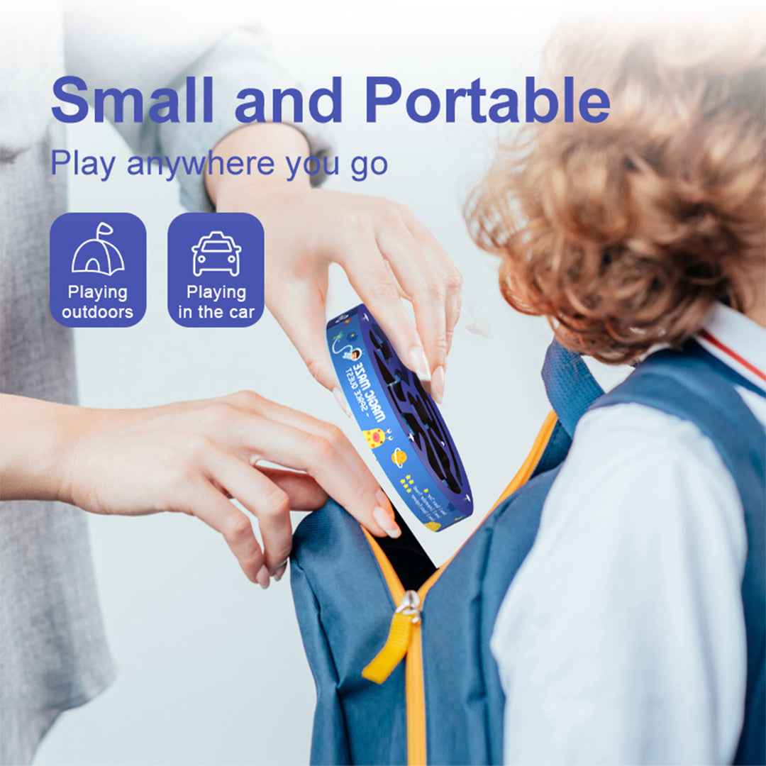 Montessori handheld steel ball tilt puzzle disc for active screen-free play.
