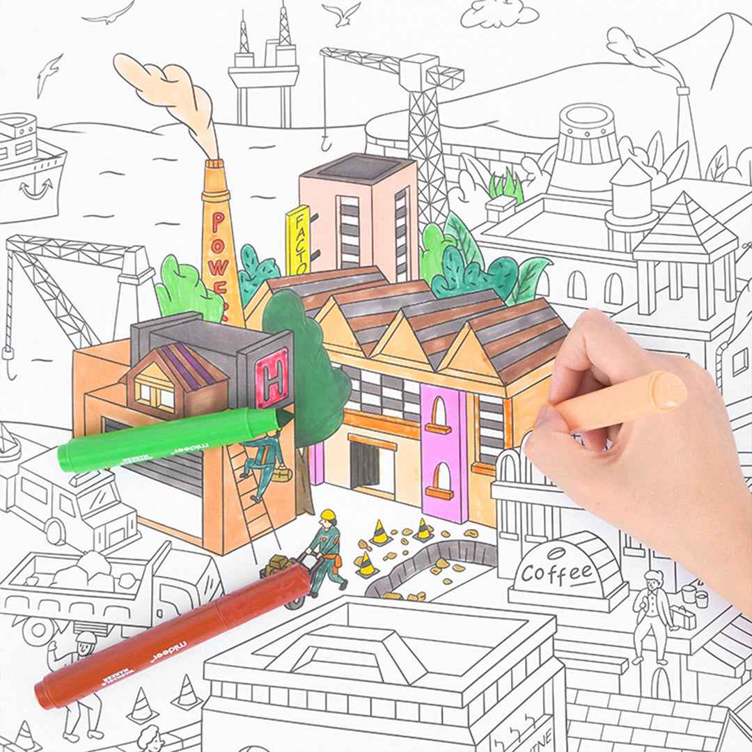 Mideer Giant Panoramic City Coloring Roll - 10 Meters