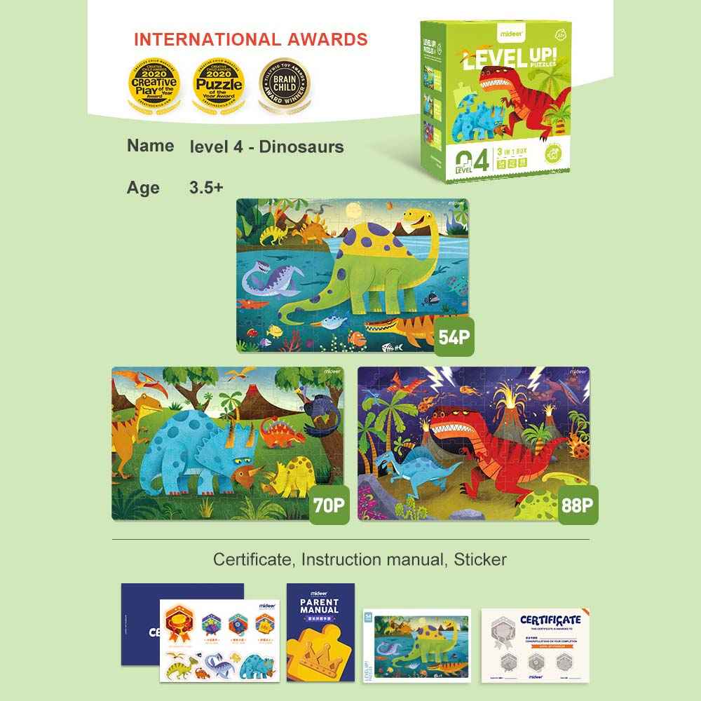 Mideer Level Up Puzzles Dino 3-in-1 Level 4