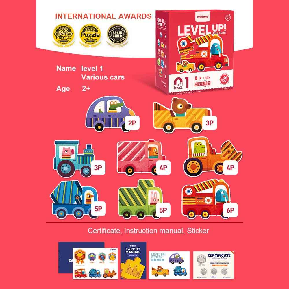 Mideer Level Up Puzzles Traffic 8-in-1 Level 1