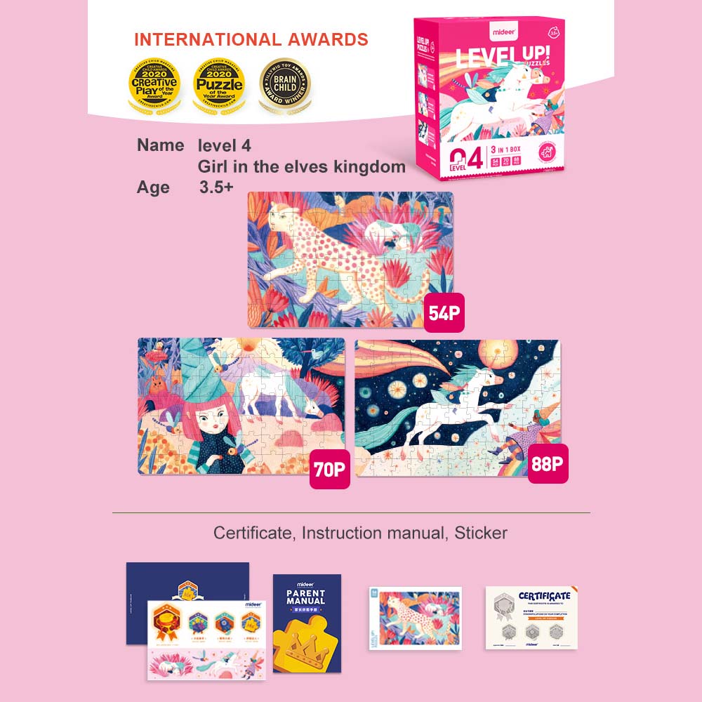 Montessori progressive unicorn and pegasus jigsaw puzzle sorting for screen-free play.
