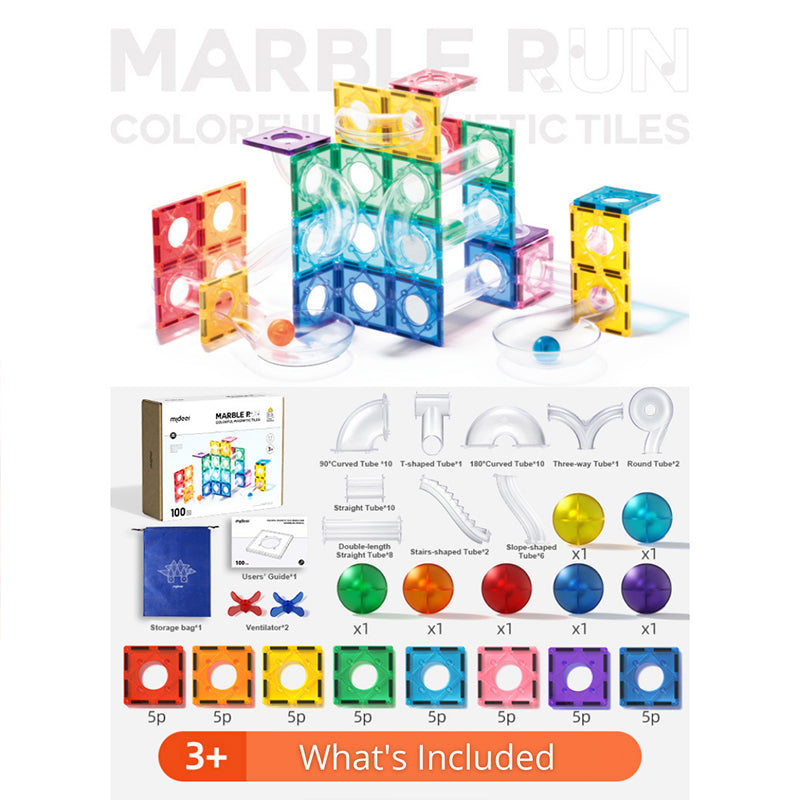 Mideer Magnetic Tiles - Marble Run Edition - 100 pcs