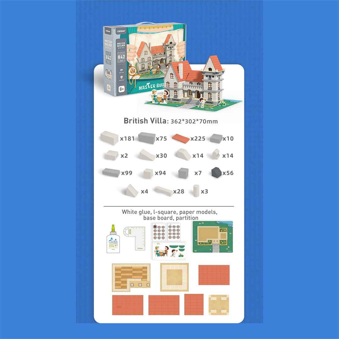 Mideer Master Builder Villa Miniature Real Brick Construction Set