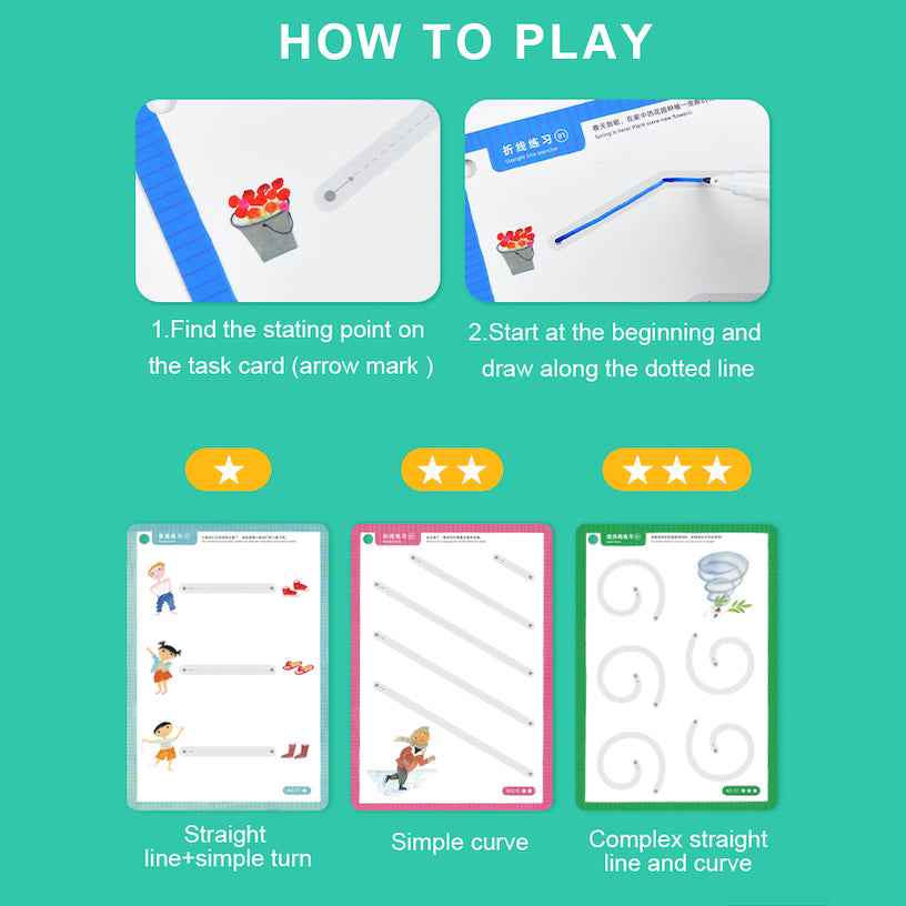 Mideer Tracing The Lines Wipe-Clean Workbook - Toyspry