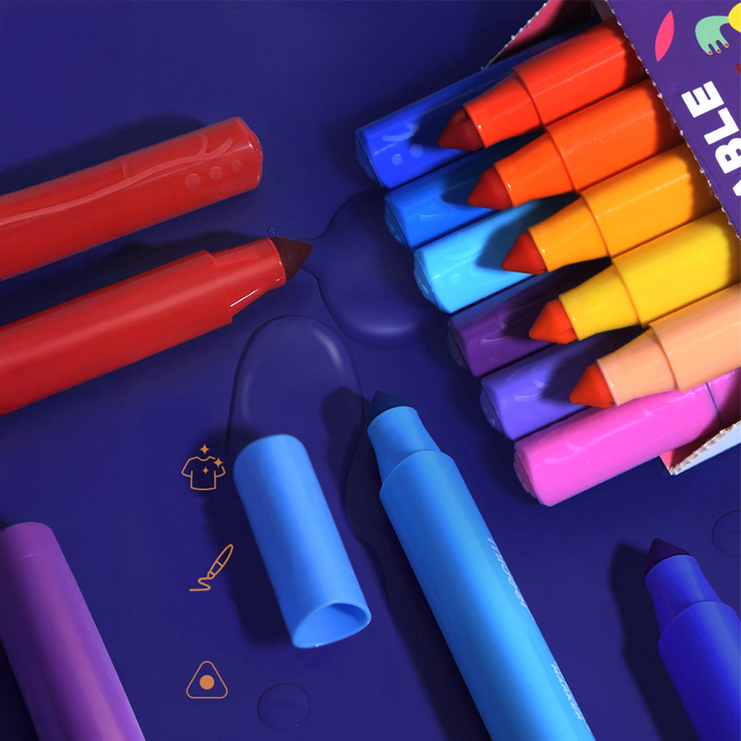Montessori toys inspired triangular coloring markers for creative open-ended play.

