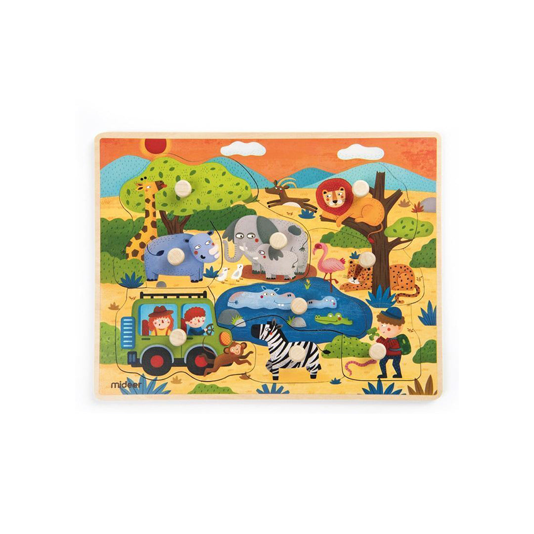 Montessori-inspired easy-to-grasp wild animal lifting blocks for open-ended play.
