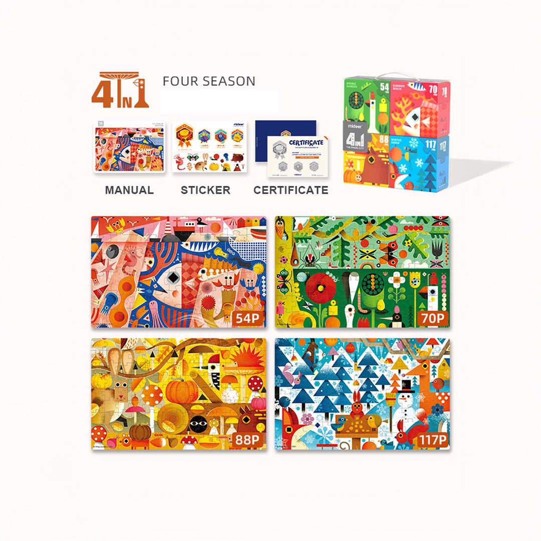 Montessori-inspired colorful ocean and sea animal puzzle illustrations for open-ended play.
