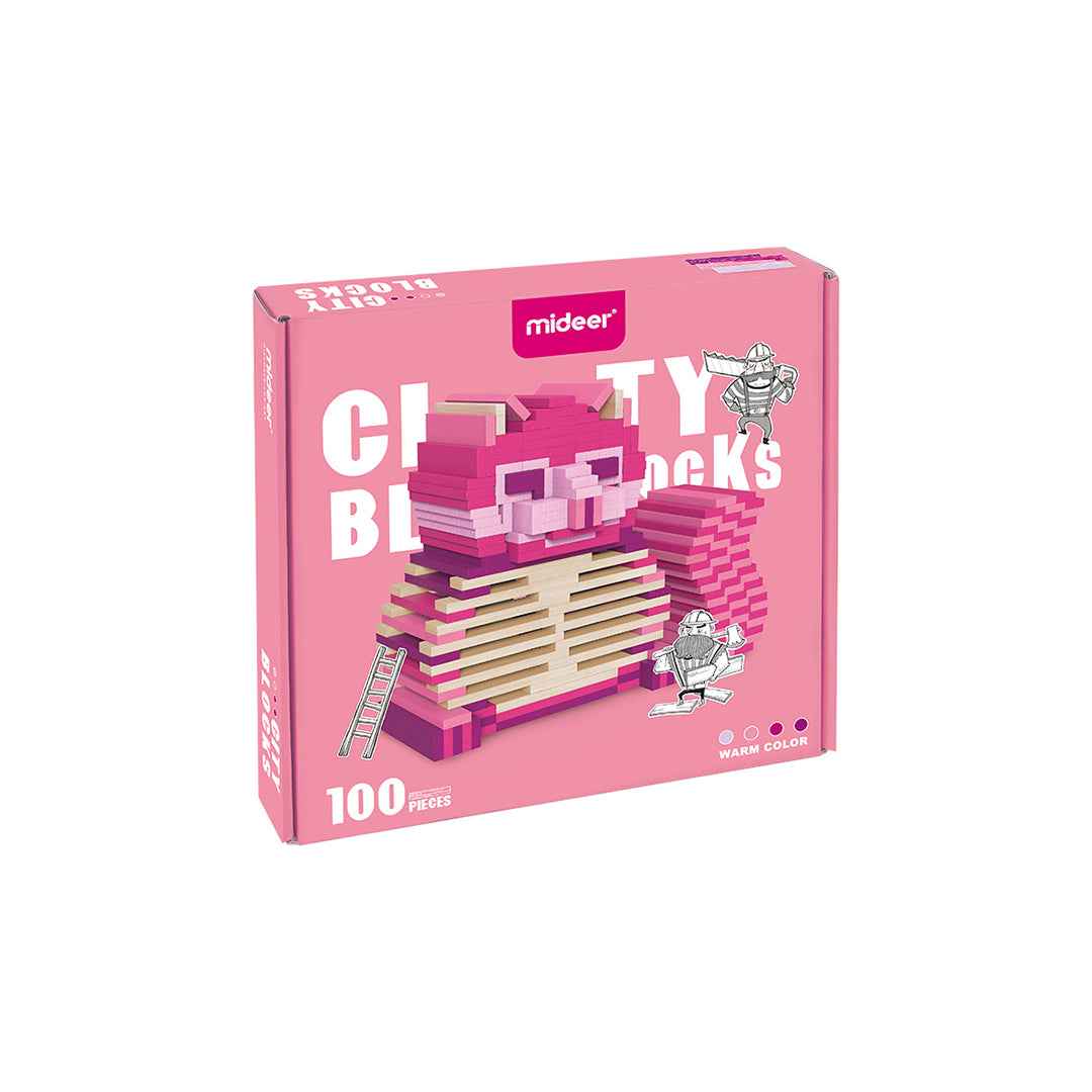 Mideer Wooden Blocks - Pink (100pcs)