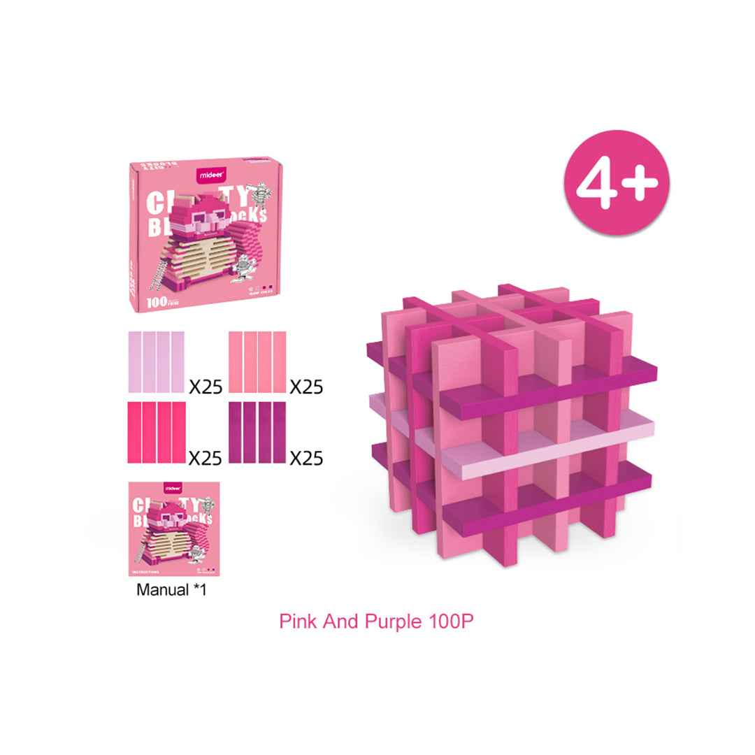 Mideer Wooden Blocks - Pink (100pcs)
