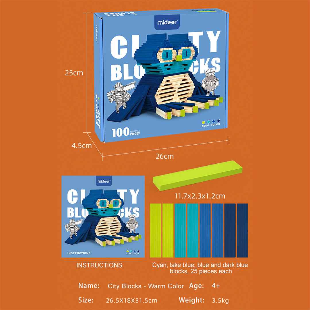 Mideer Wooden City Blocks - Cool (100 Pcs)