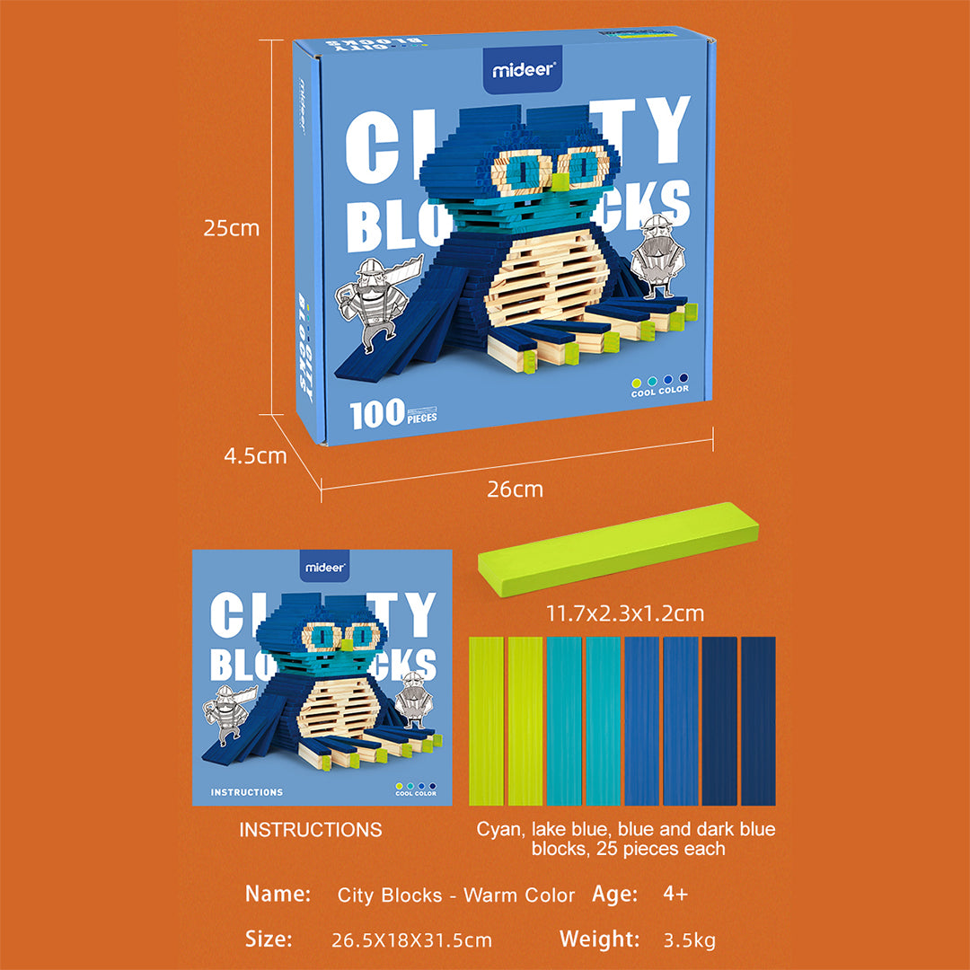 Mideer Wooden City Blocks - Cool (100 Pcs)