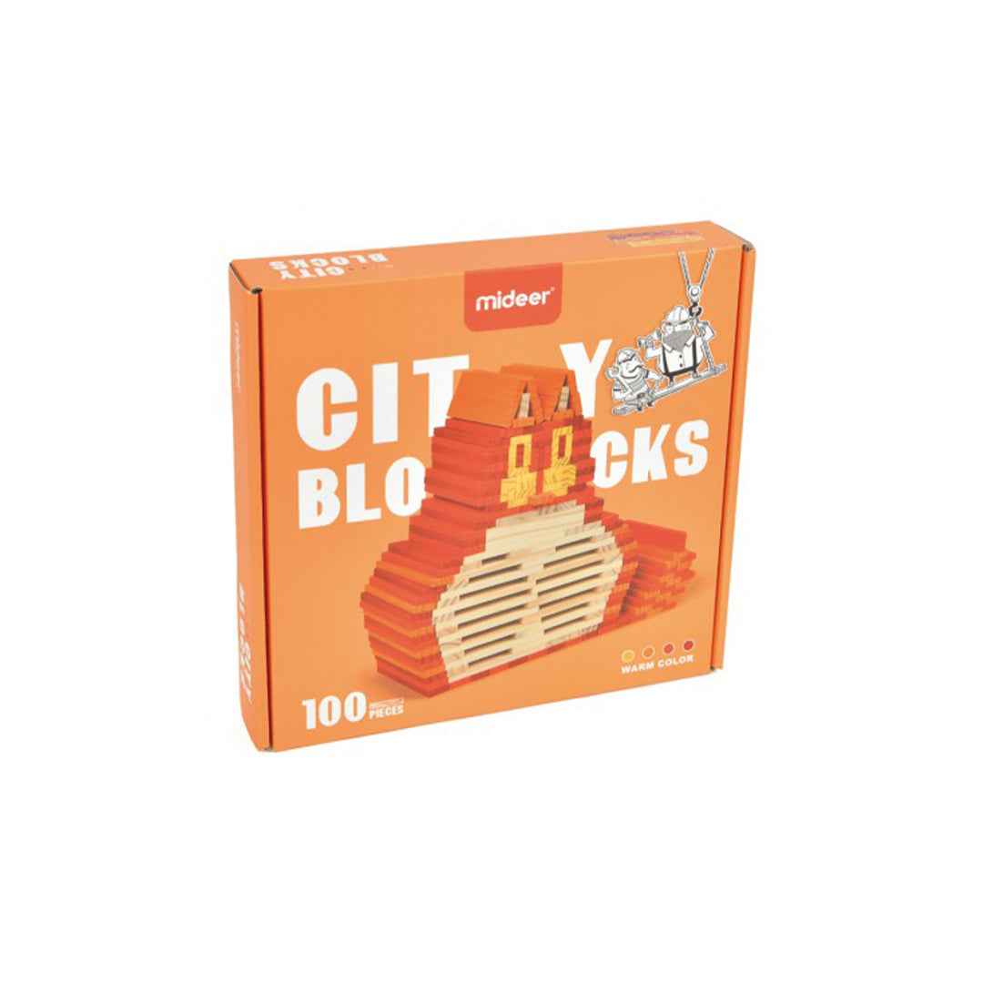 Mideer Wooden City Blocks - Warm (100 Pcs)