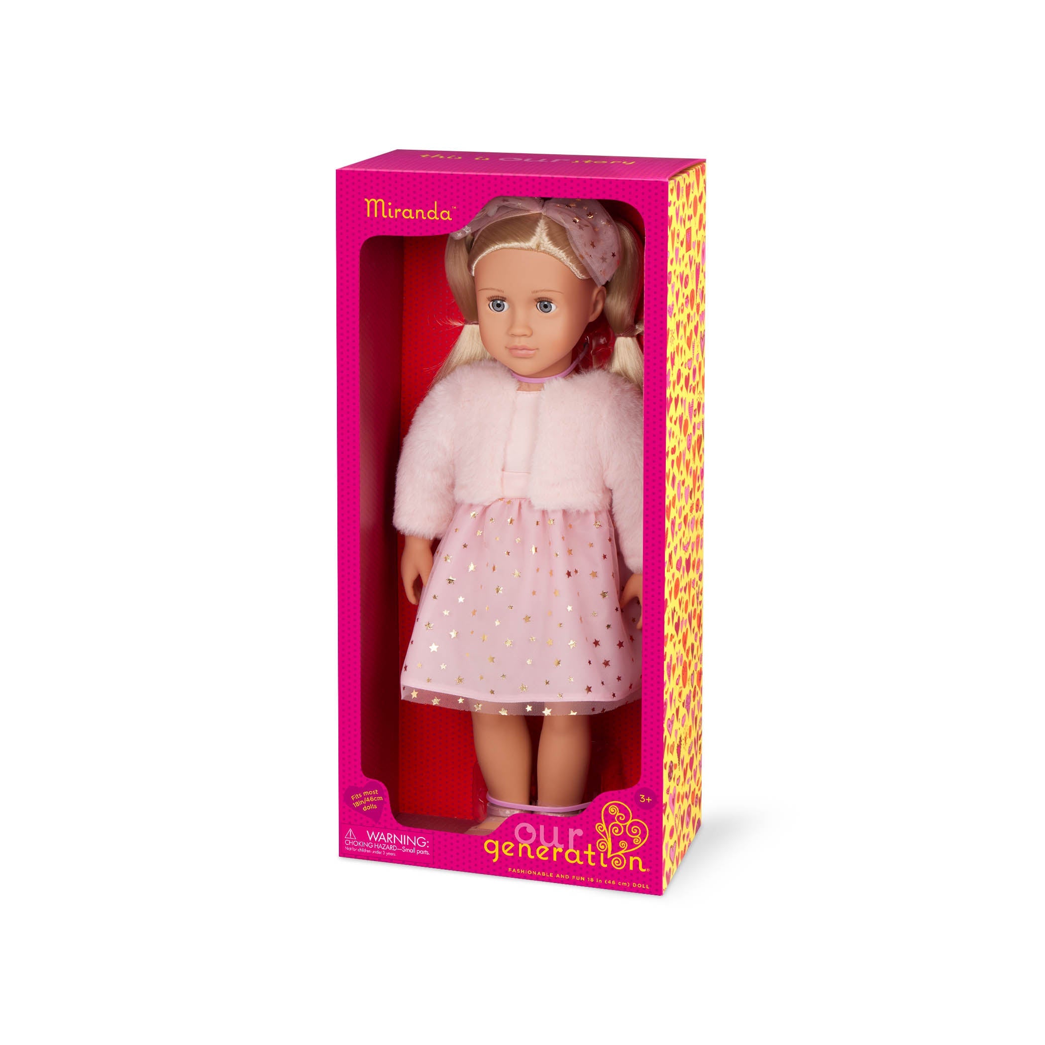 Our Generation Miranda - 18-inch Fashion Doll with Pink Holiday Dress - Toyspry