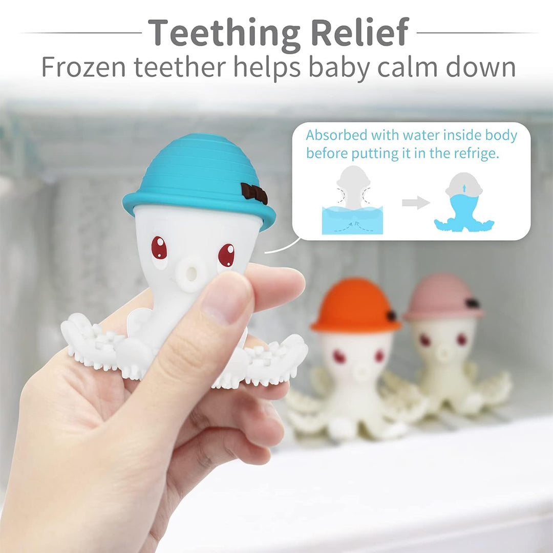 Mombella Ollie Octopus Baby Teether Toy - Blue