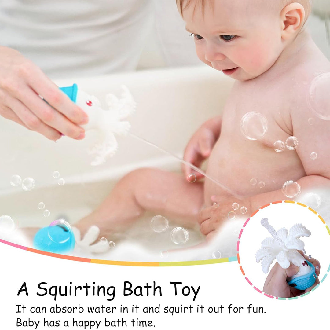 Non-toxic octopus teether for creative physical development.
