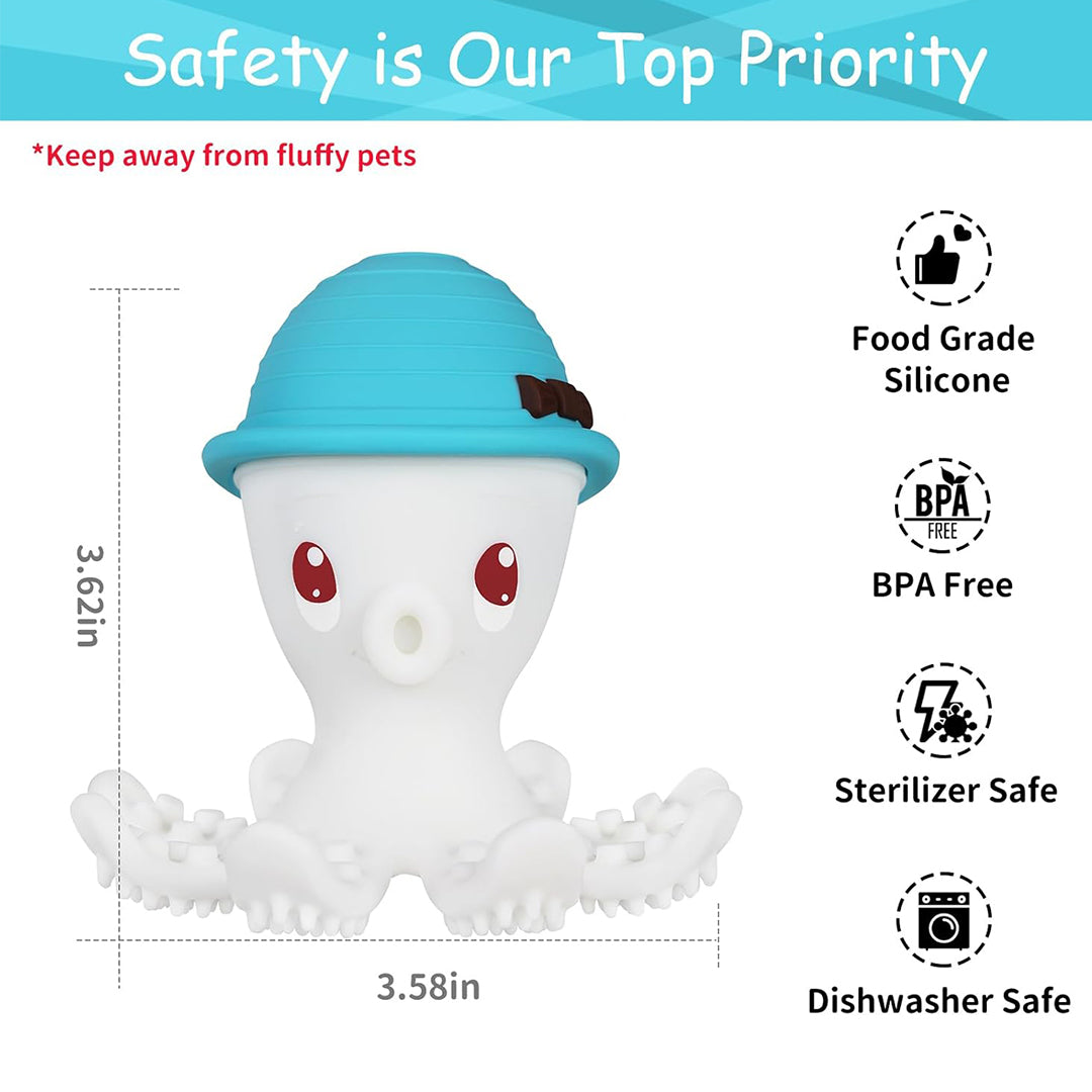 Mombella Ollie Octopus Baby Teether Toy - Blue