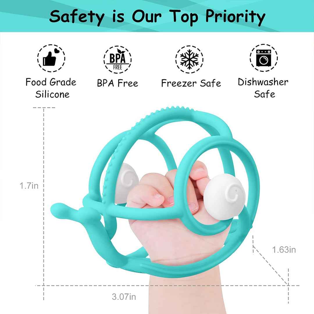 Mombella S2 Snail Rattle & Sensory Teether Toy Teal