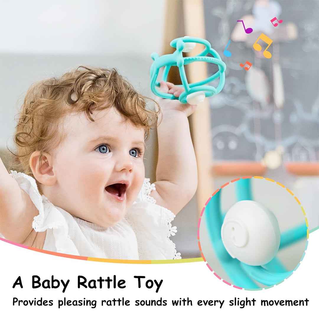 Mombella S2 Snail Rattle & Silicone Sensory Toy - Teal