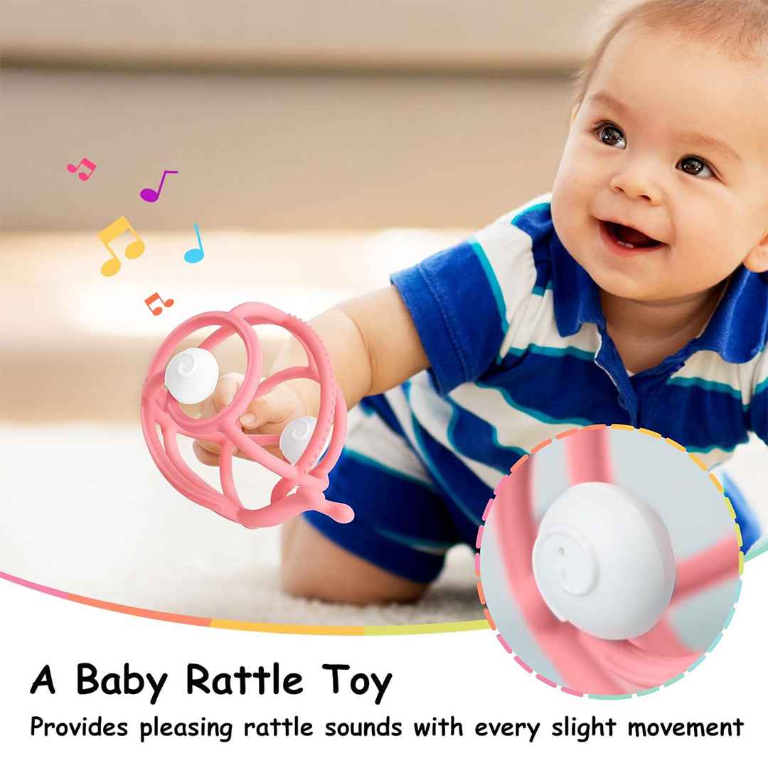 Mombella Snail Baby Teether Rattle Toy Pink