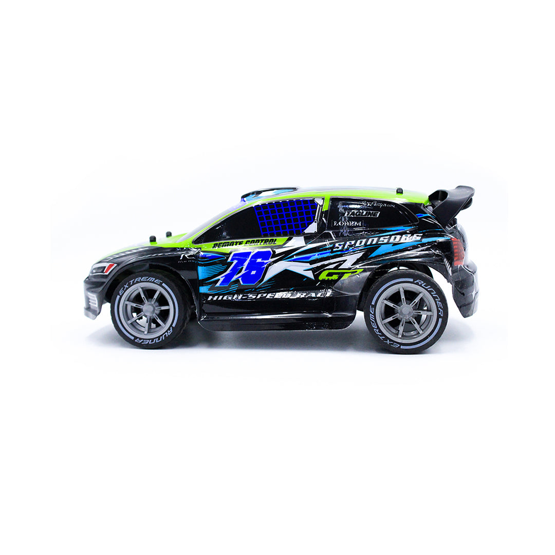 Close-up of the 1:16 Scale  Racer performing a stunt rc car for kids