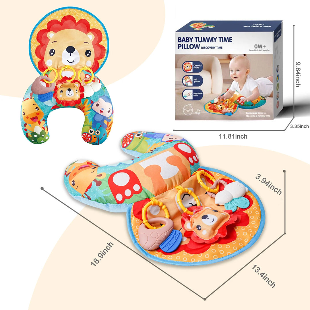 Pillow Toy Cartoon Animals with Sound, Montessori Sensory Crawling Toy.