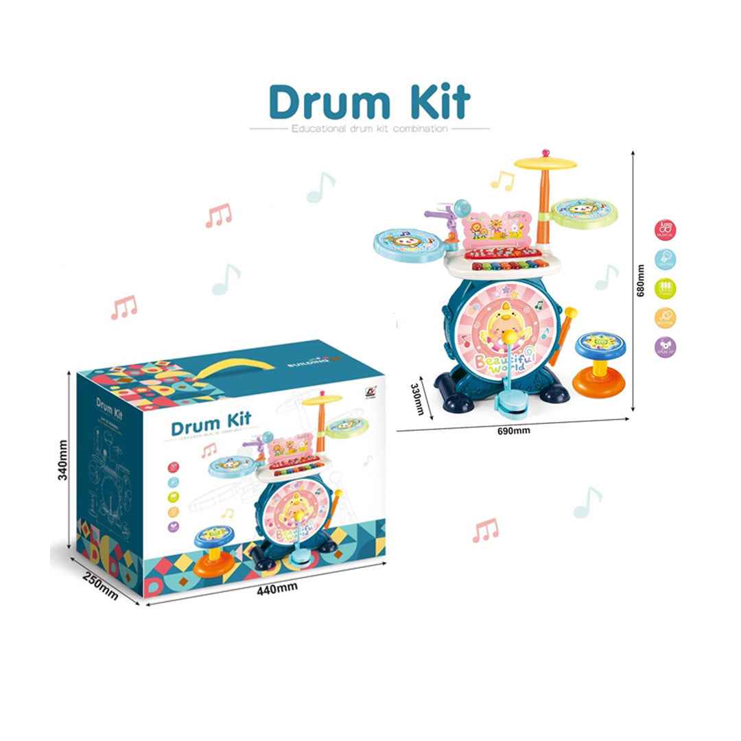 Multi-Functional Drum Toy Set - Includes Piano & Chair - Toyspry
