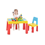 Multifunction Kids Activity Table & 2 Chairs Set with Storage - Lego Compatible Play Table