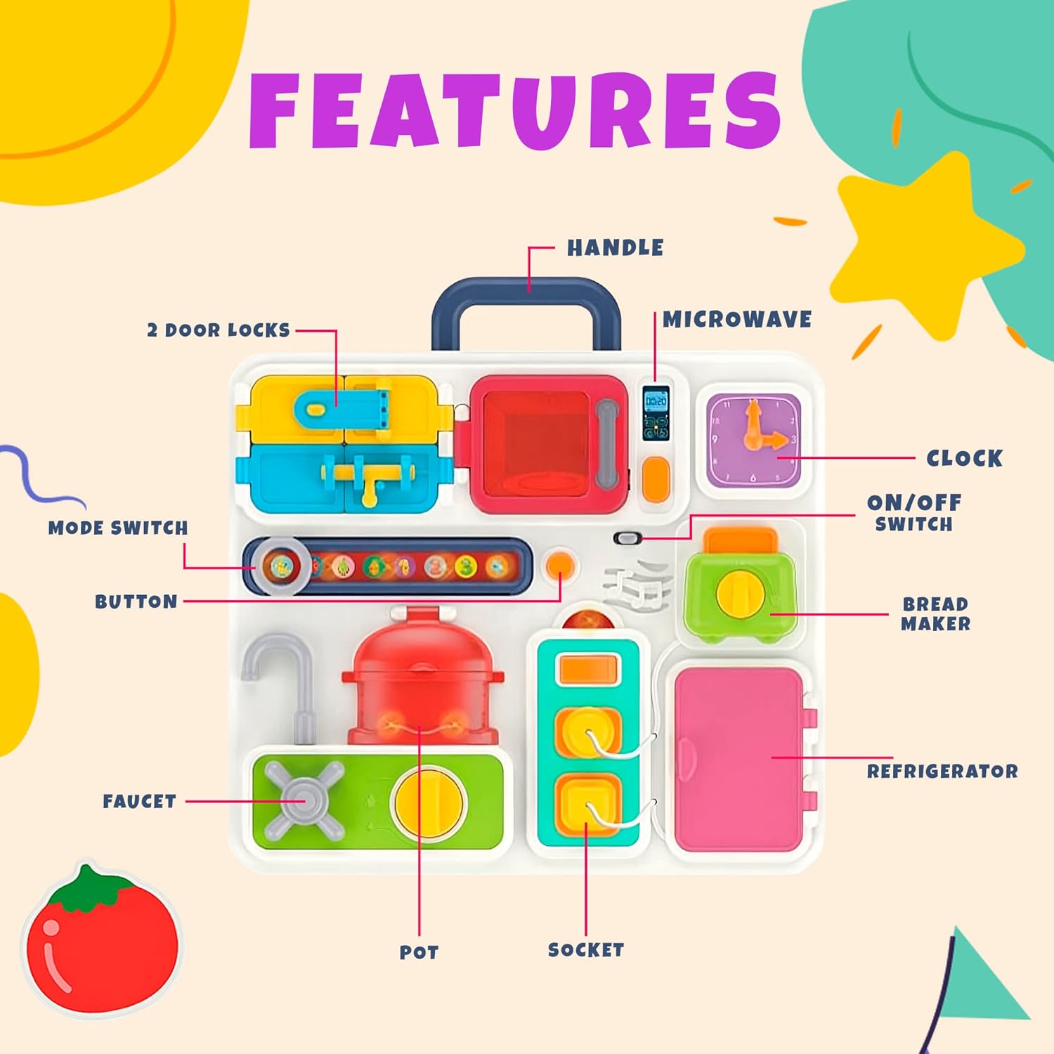 Musical Kitchen Busy Board: Montessori Learning Toy for Toddlers
