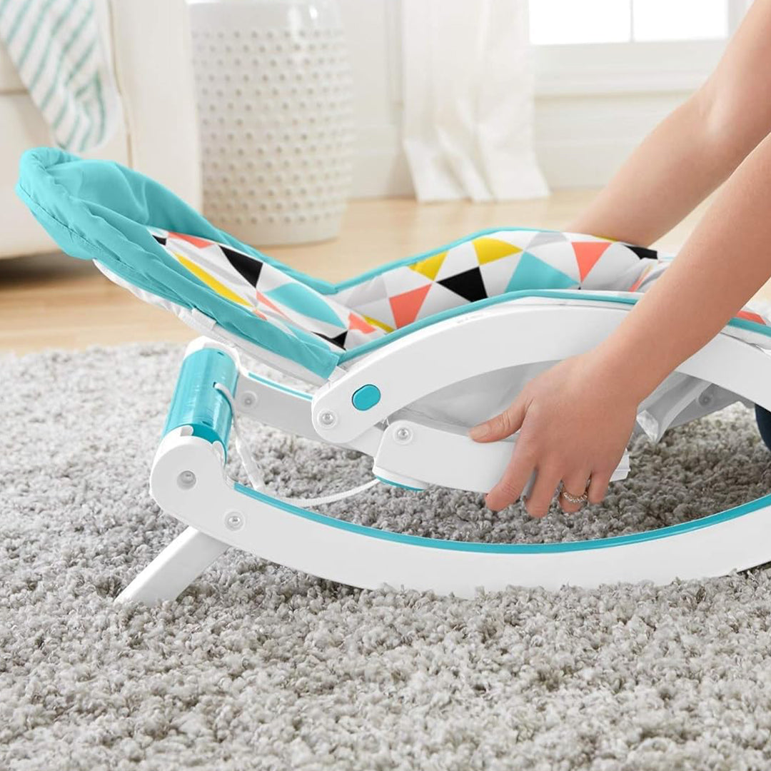 Fitch Baby Electric Rocker & Toddler Bouncer - Infant Seat (Abstract Blue) - Toyspry