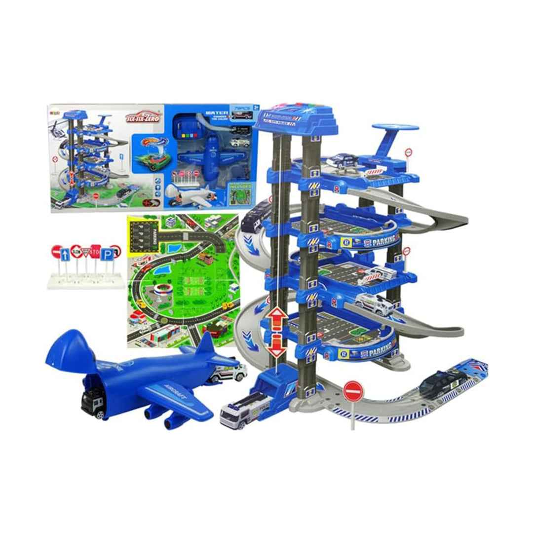 Police Car Park Playset with 4-Level Electric Elevator & Accessories
