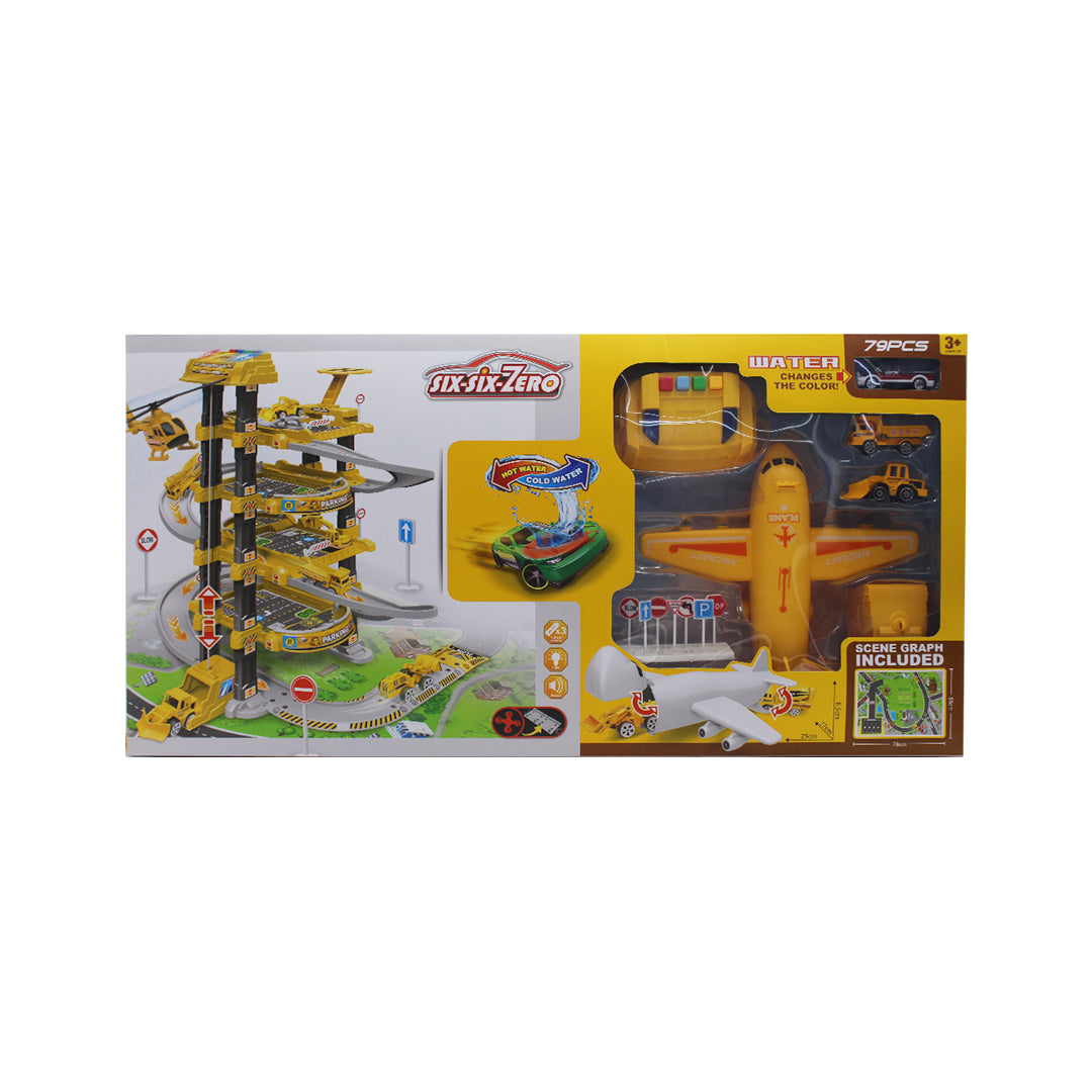 Police Car Park Playset with 4-Level Electric Elevator & Accessories - Garage Toy for Kids