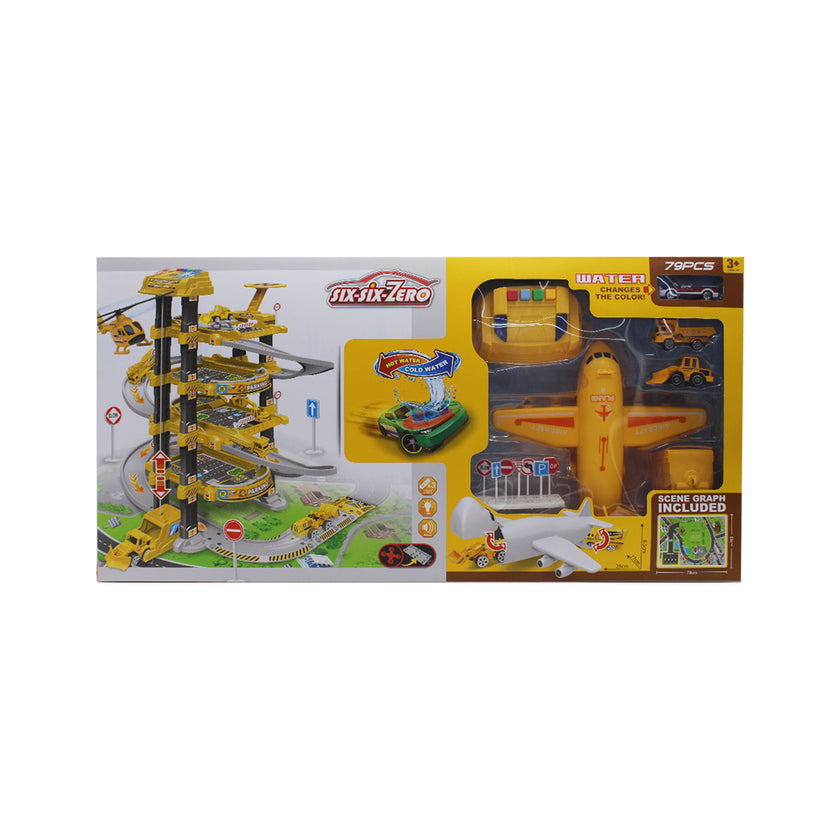 Police Car Park Playset with 4-Level Electric Elevator & Accessories - Garage Toy for Kids