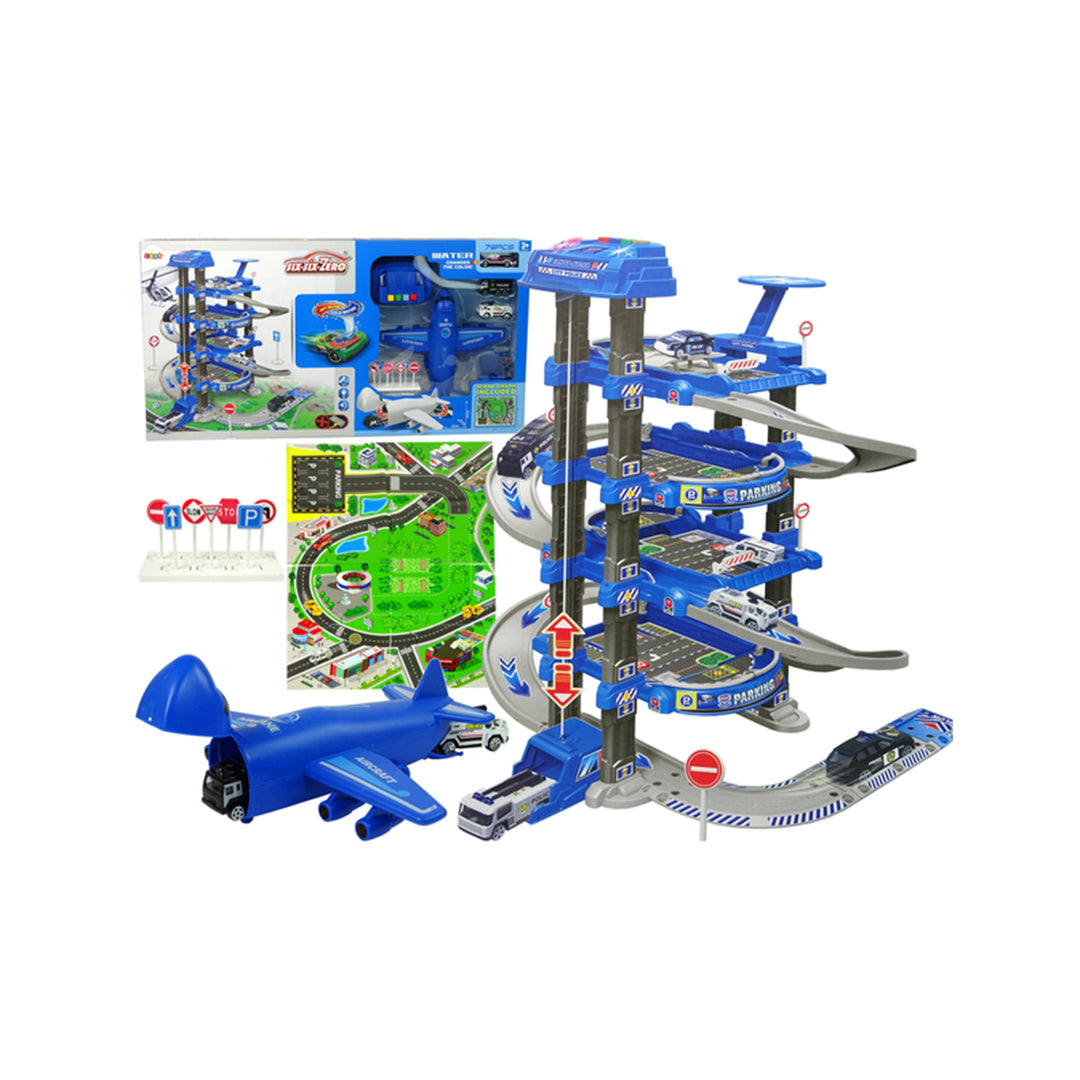 79-Piece Police Car Park Garage Playset with Electric Elevator - Toyspry