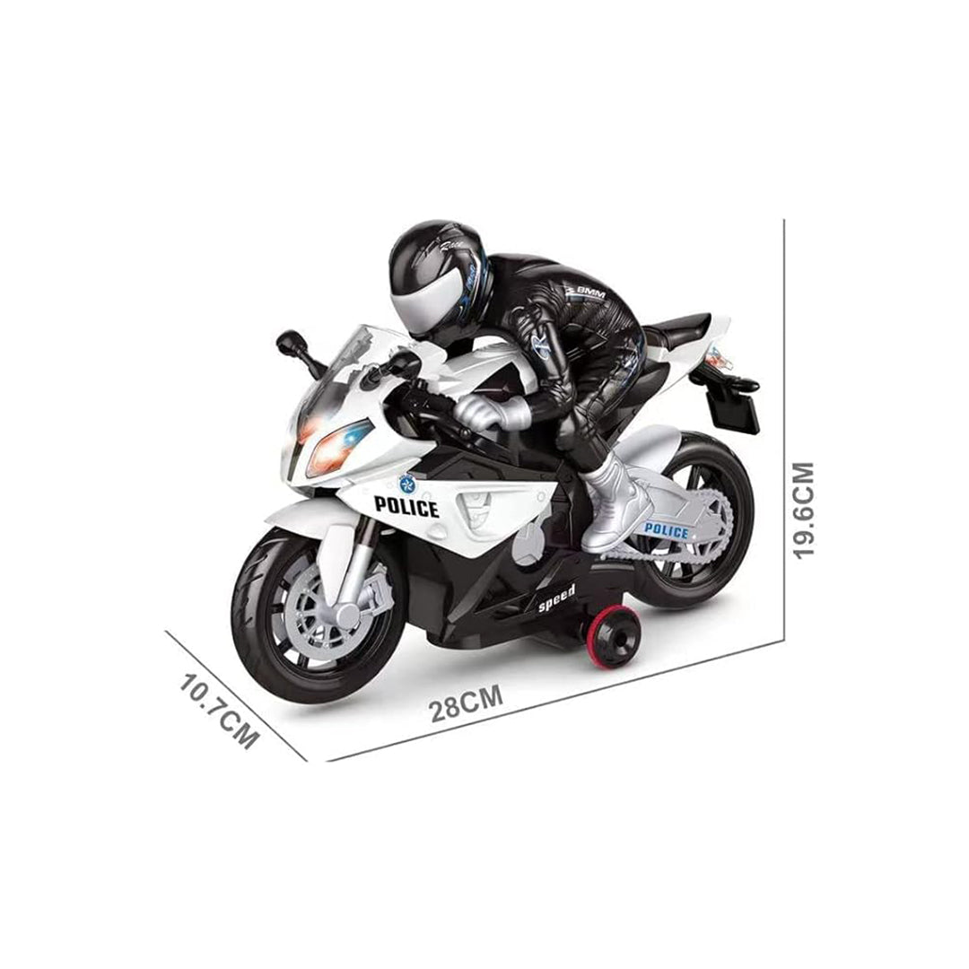 Remote Control Police Motorcycle Toy with Lights & Music - Toyspry