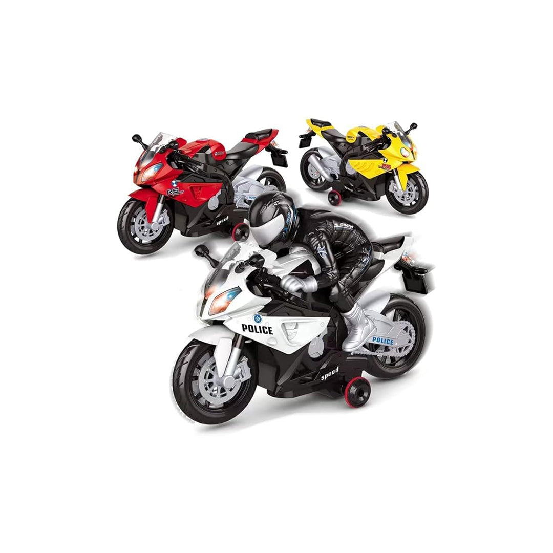 Remote Control Police Motorcycle Toy with Lights & Music - Toyspry