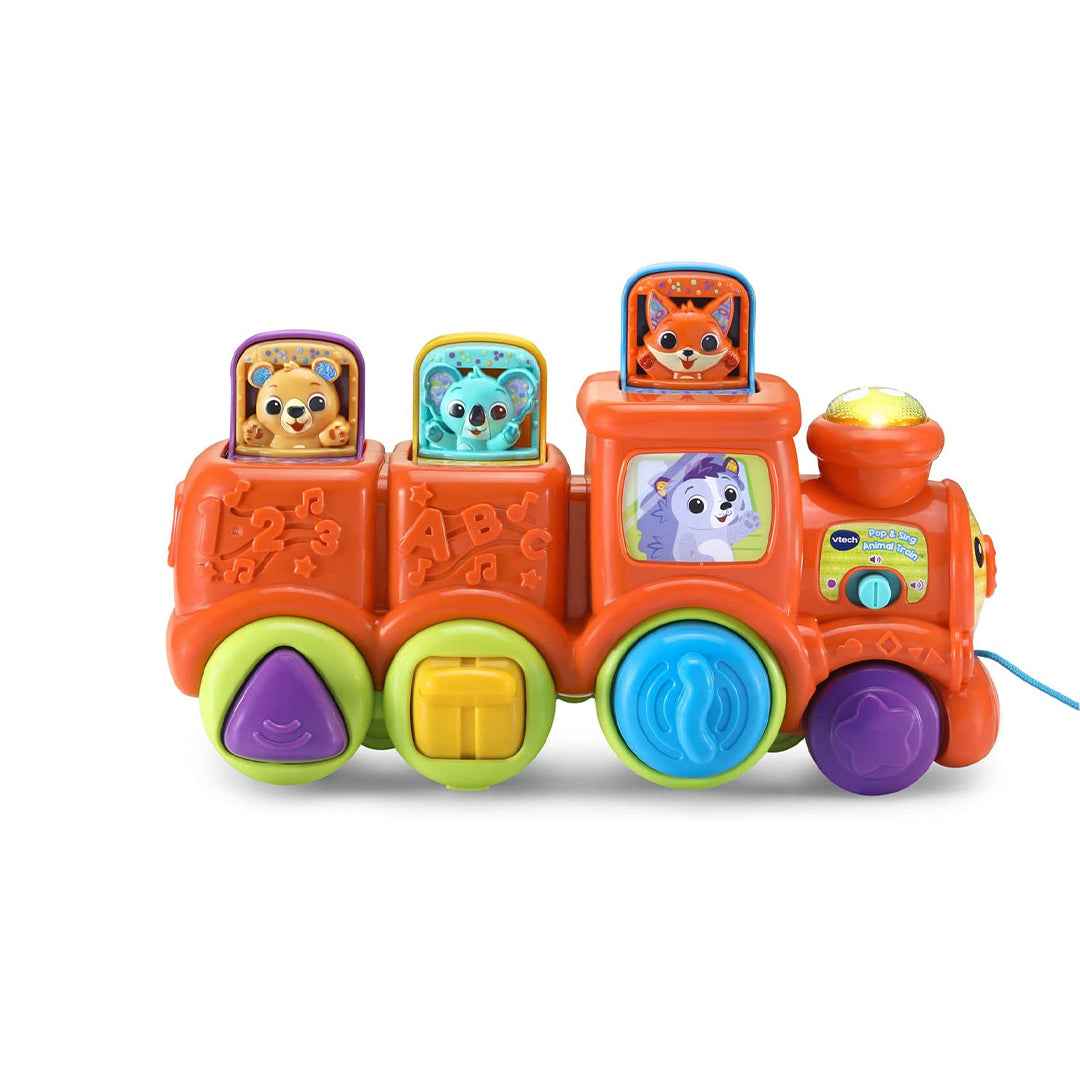 VTech Pop and Sing Animal Train (Red) - Toddler Musical Toy - Toyspry