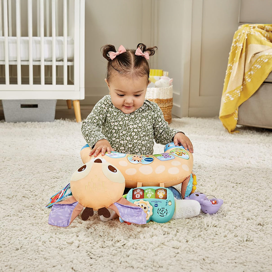 Newborn Exploring Textures and Mirror on Baby Activity Pillow