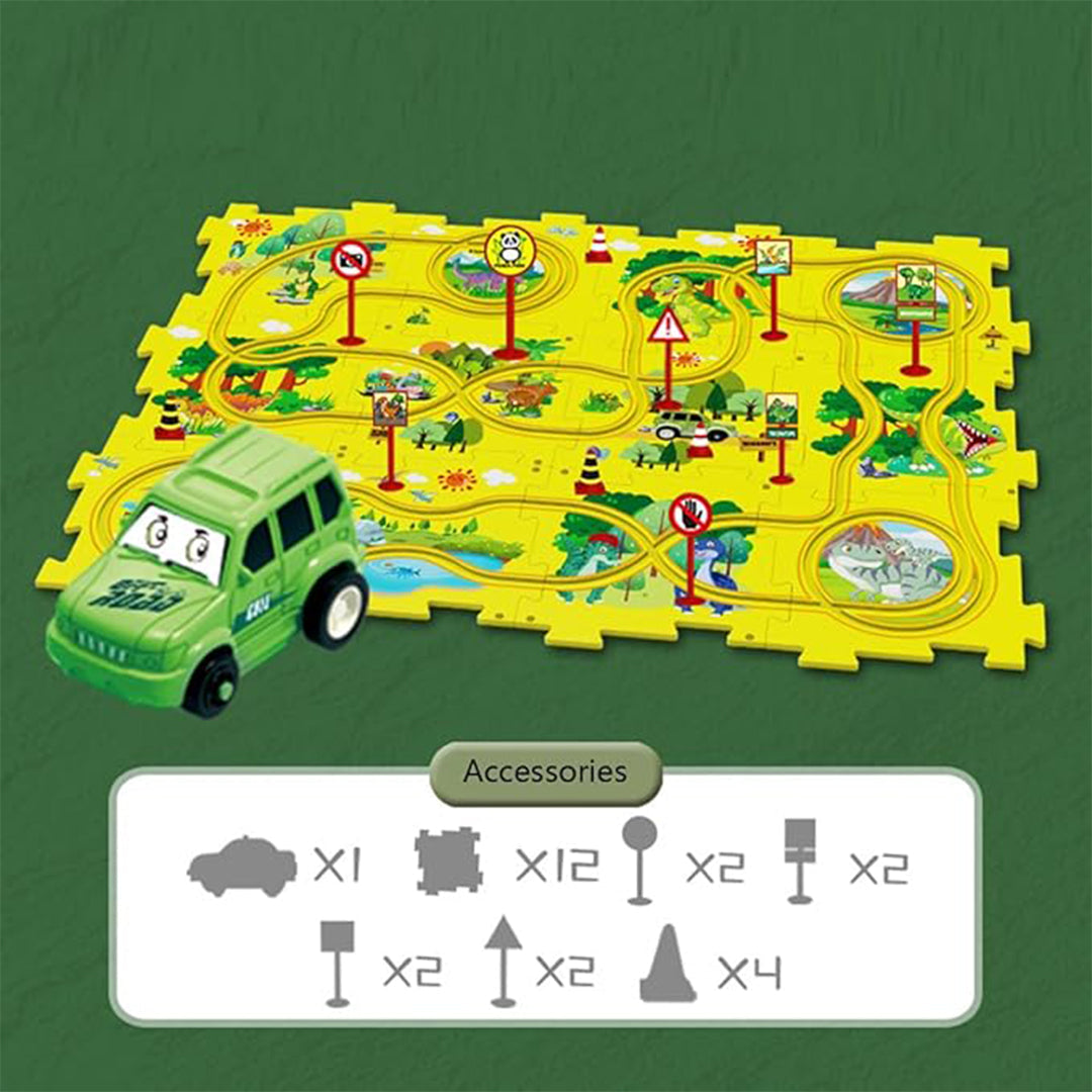 12-Piece DIY Puzzle Racer Car Track Set