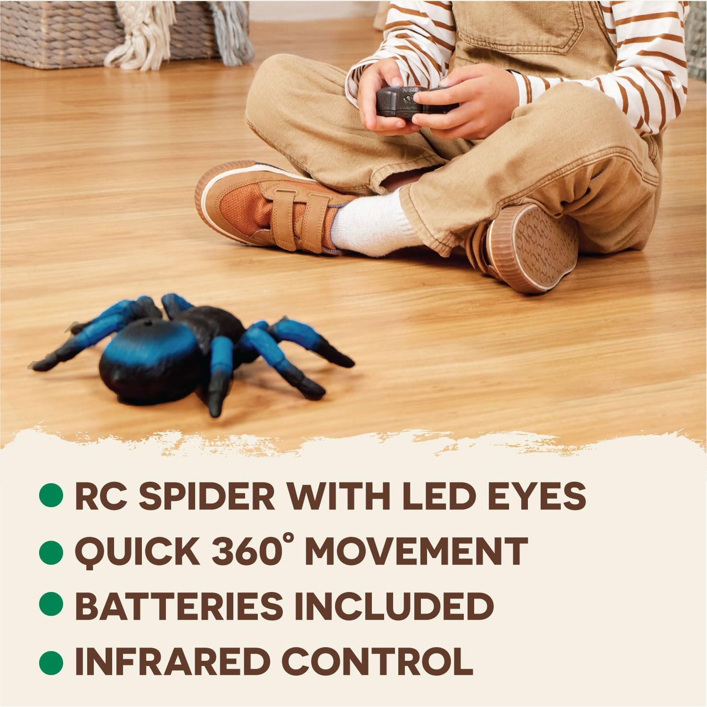 Child controlling the Terra RC Tarantula Spider with the remote control