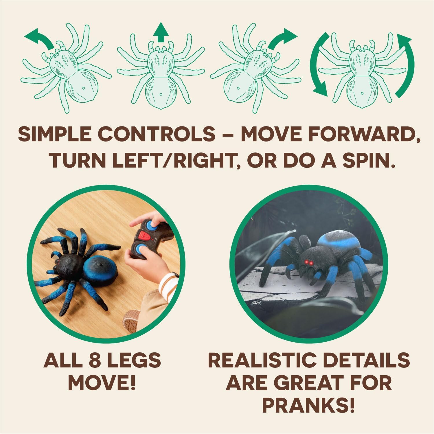 Terra RC Biue Tarantula Spider - Remote Control Toy with Lights and Movement