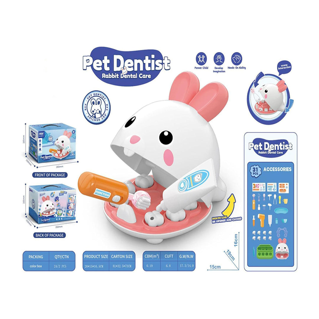 Rabbit Dentist Set: Kids Pretend Play Doctor Toy for Girls & Boys